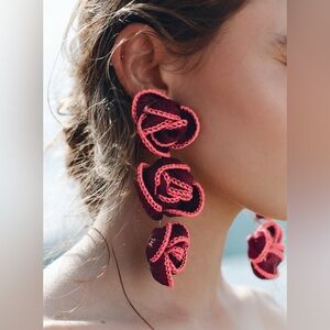 ZARA CONTRAST FLORAL FABRIC EARRINGS